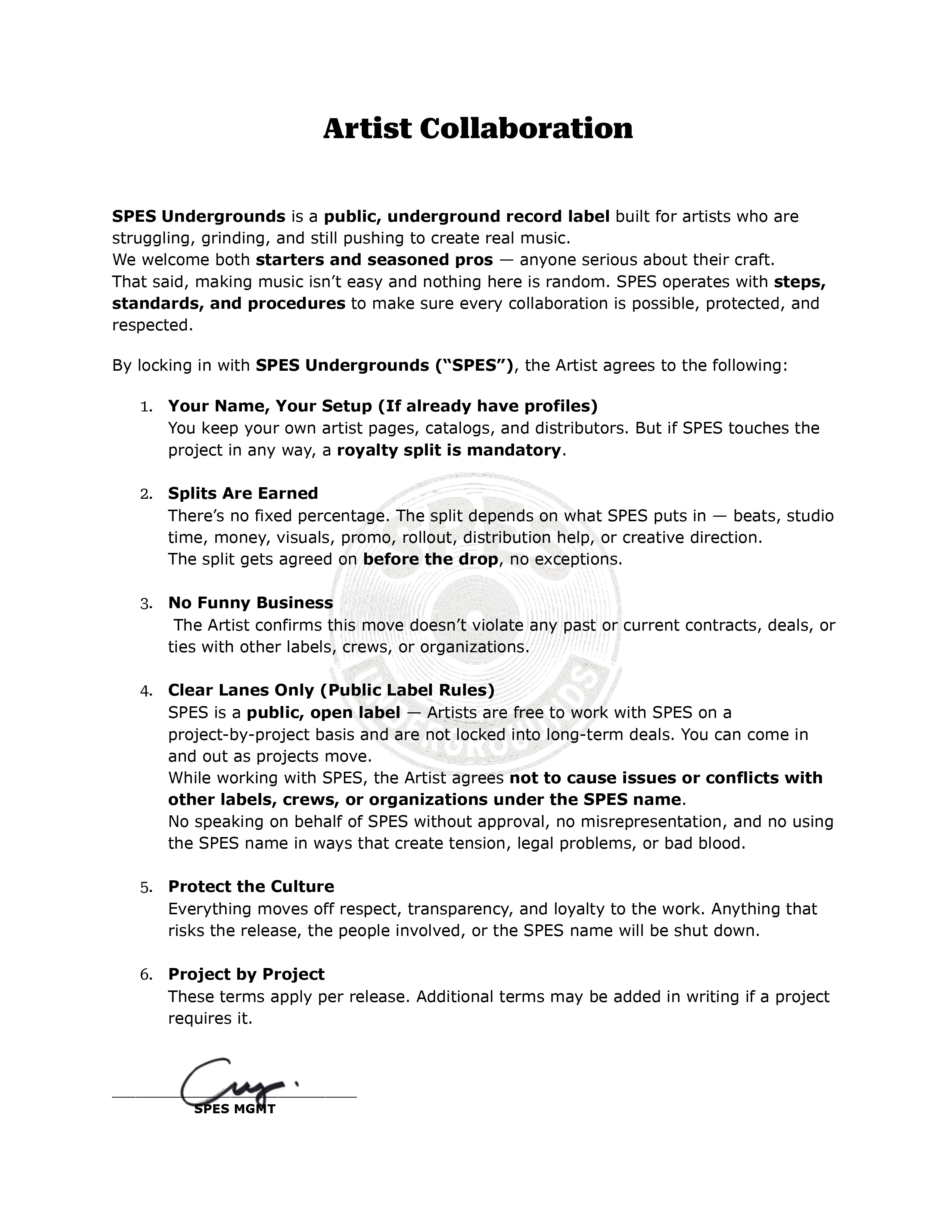 SPES Undergrounds Distribution Status & Upload Terms